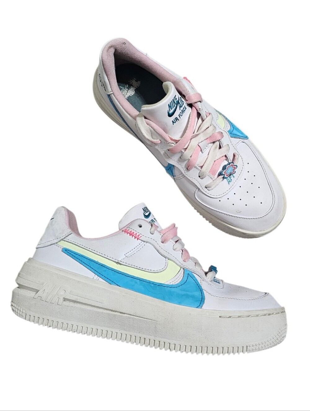 Nike Air Force 1 PLT.AF.ORM Platform Low Pastel White Soft Pink Shoes Size 7.5